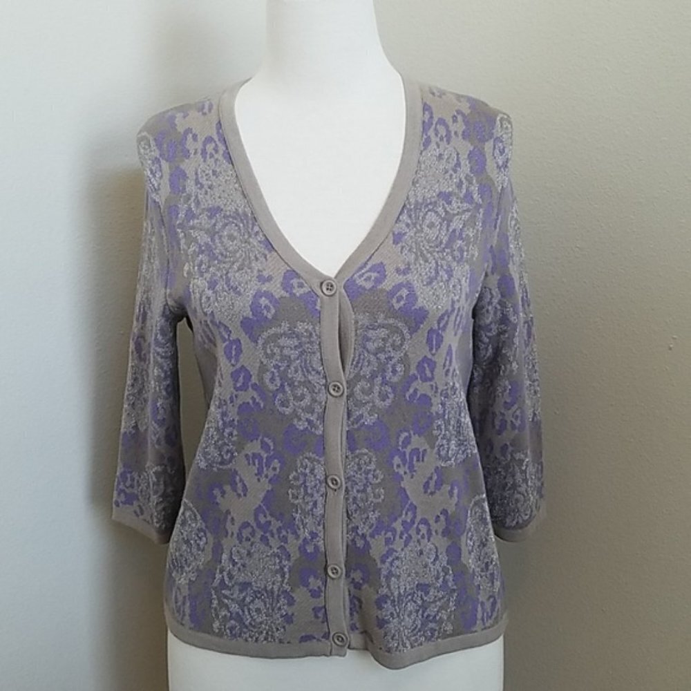 NWT Chico's Heavenly Cheetah Lavender Cardigan